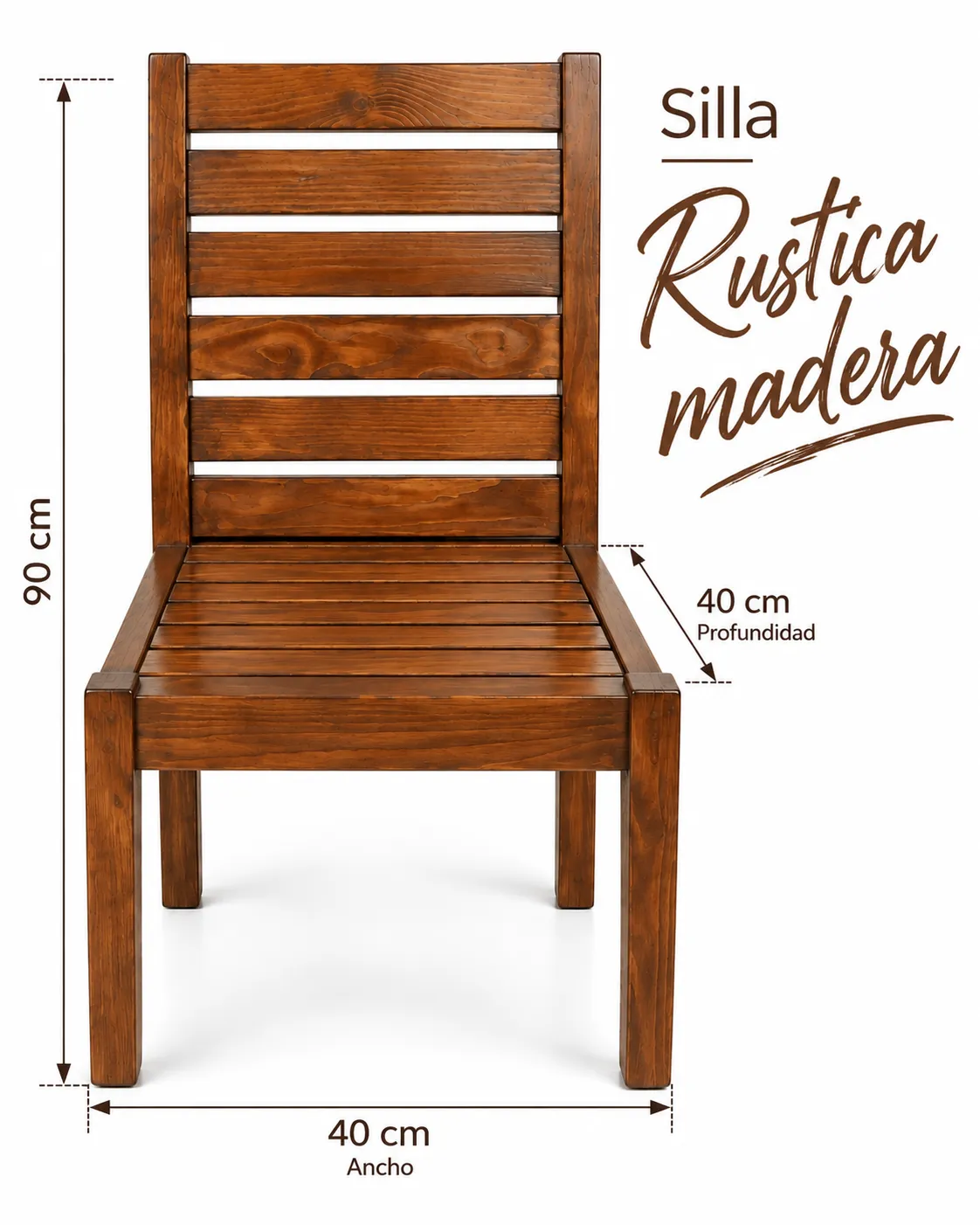 SILLA DE MADERA RUSTICA - imagen 3