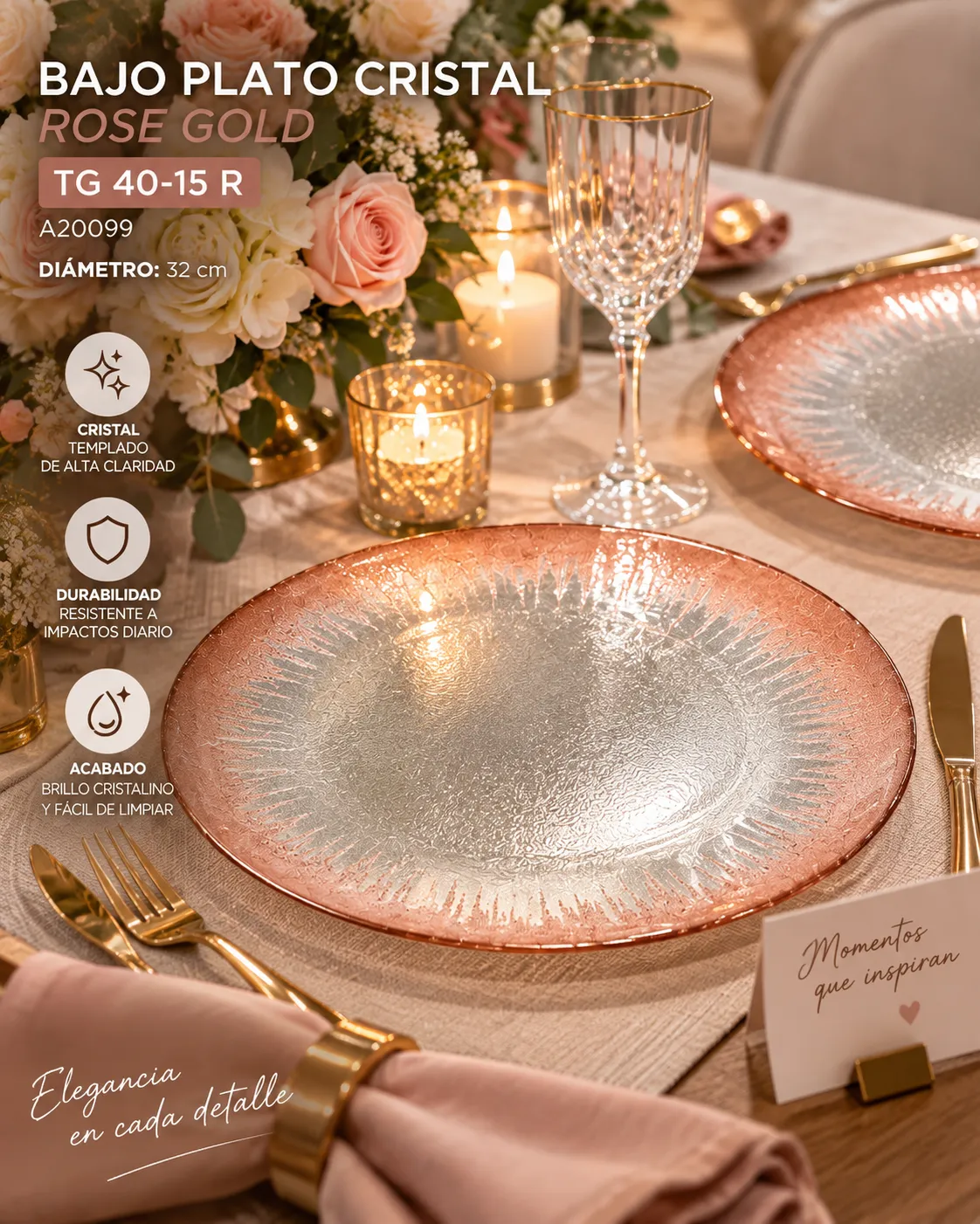BAJO PLATO ROSE GOLD - imagen 3