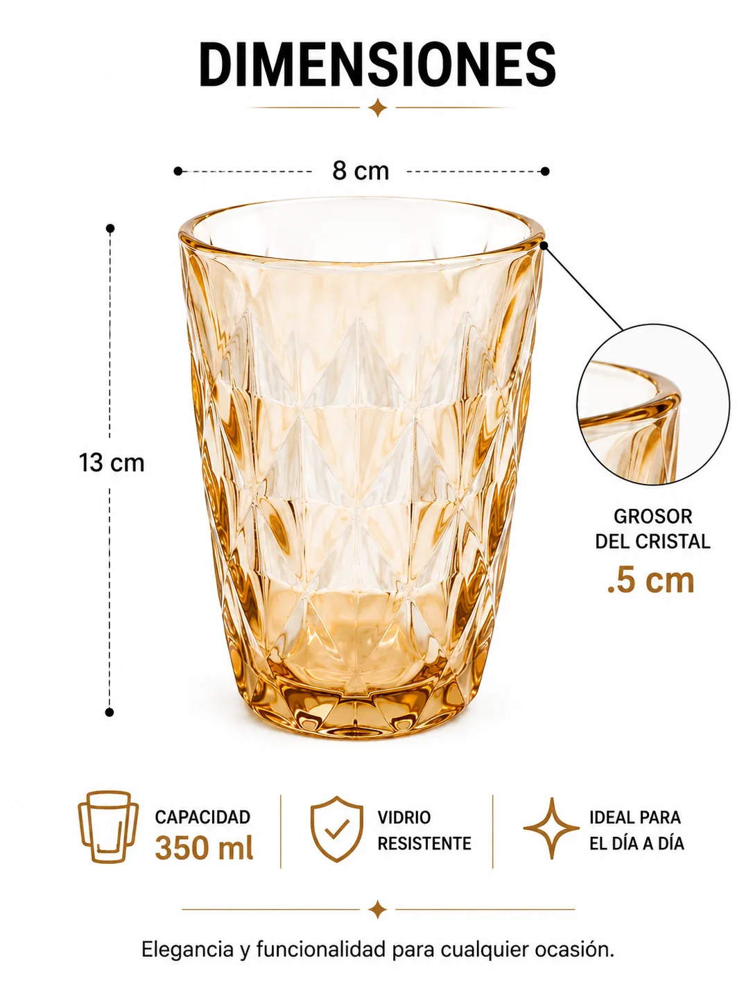 VASO LIBIA COLOR AMBAR TORNASOL - imagen 2