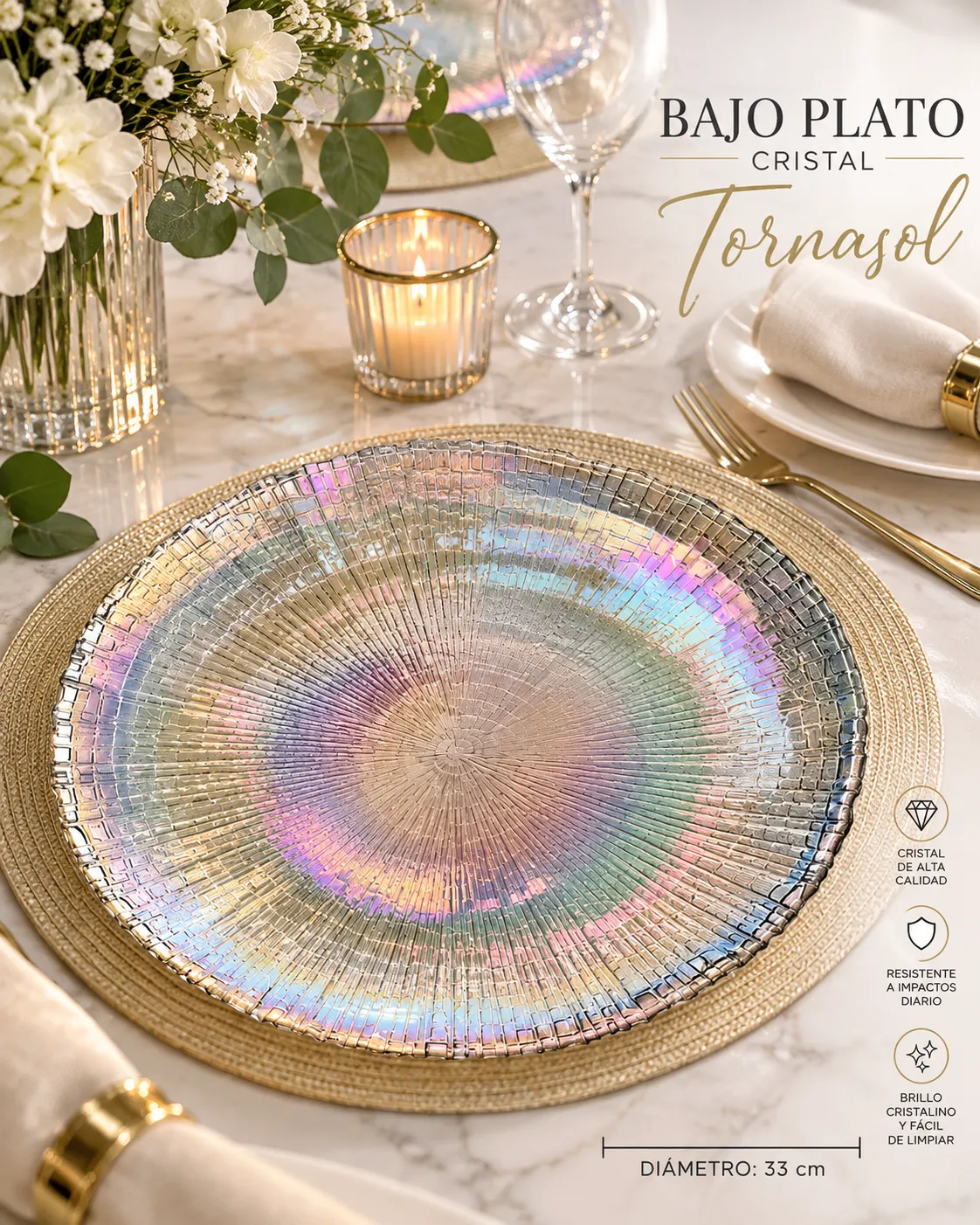 BAJO PLATO CRISTAL TORNASOL - imagen 3