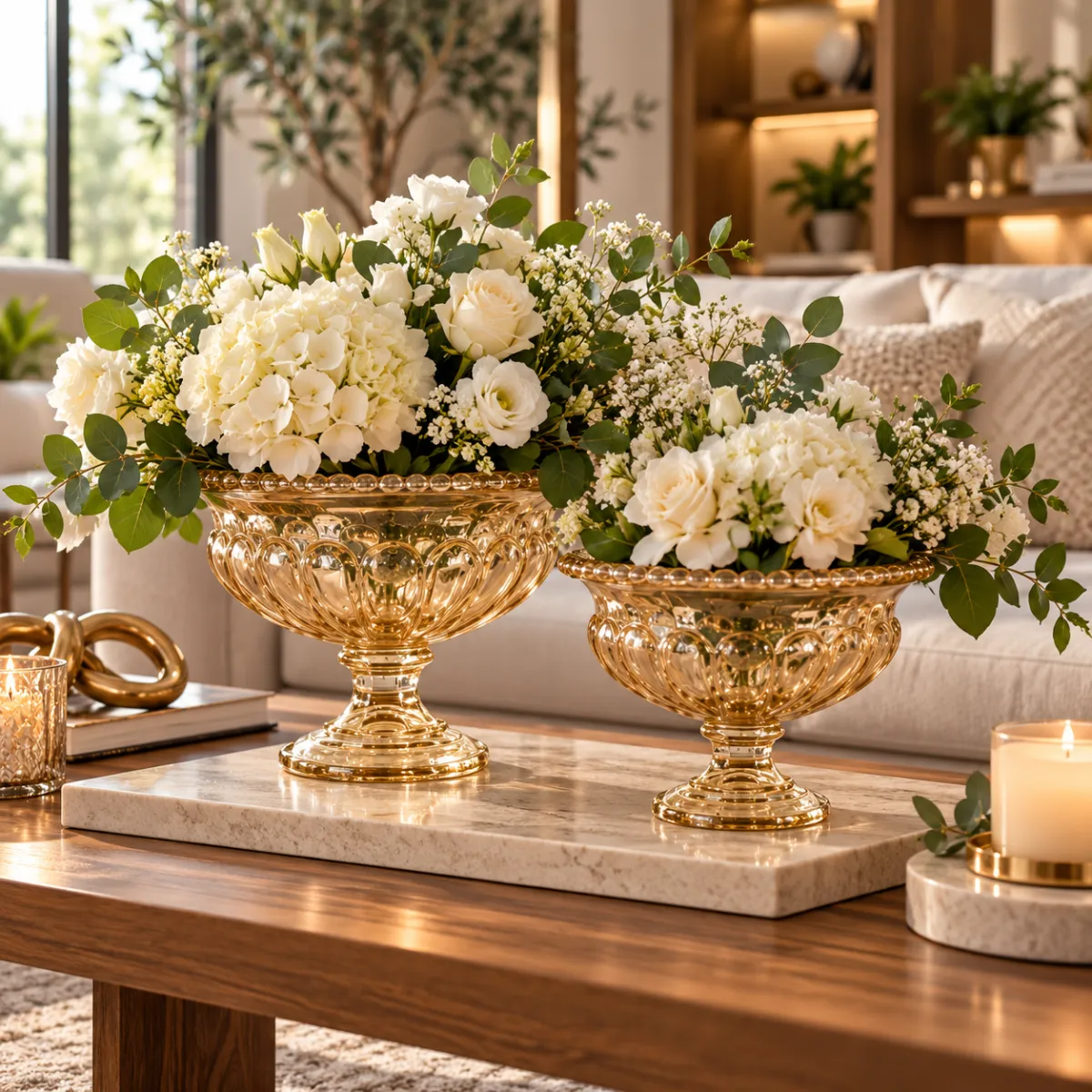 FLORERO DE CRISTAL AMBAR CON PEDESTAL - imagen 3